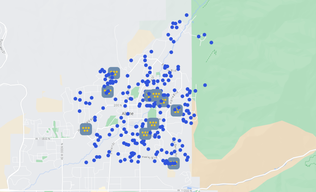 heating and air conditioning repair client map
